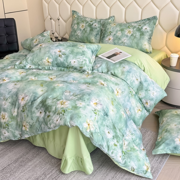 91家纺网 家纺一手货源 找家纺 优纤家纺 2025新款水洗真丝四件套 缦野观夏