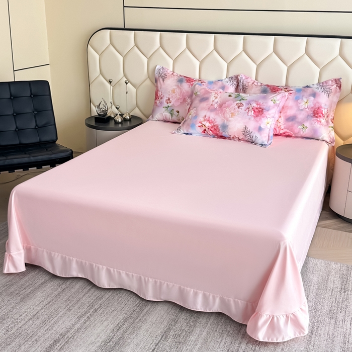 91家纺网 家纺一手货源 找家纺 优纤家纺 2025新款水洗真丝四件套 秘境花庭