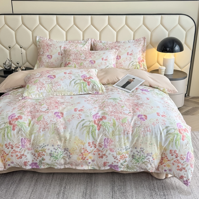 91家纺网 家纺一手货源 找家纺 优纤家纺 2025新款水洗真丝四件套 绮梦