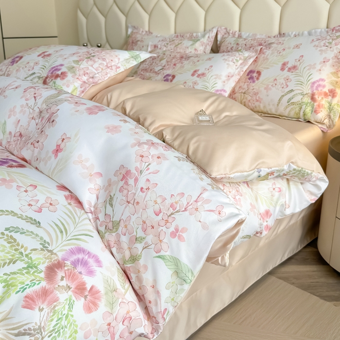 91家纺网 家纺一手货源 找家纺 优纤家纺 2025新款水洗真丝四件套 绮梦