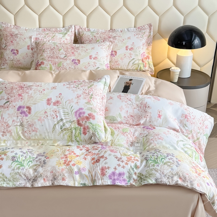 91家纺网 家纺一手货源 找家纺 优纤家纺 2025新款水洗真丝四件套 绮梦