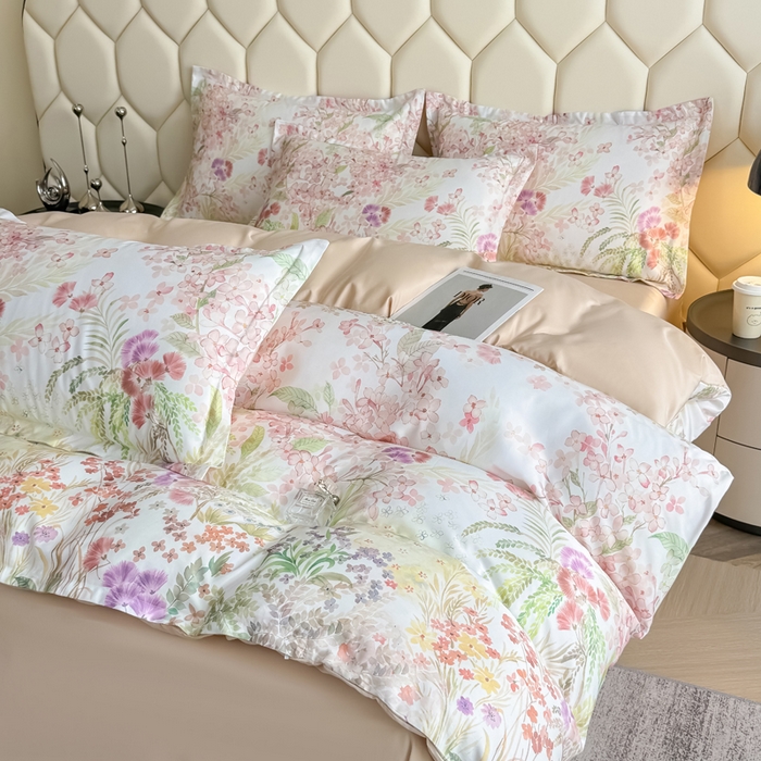 91家纺网 家纺一手货源 找家纺 优纤家纺 2025新款水洗真丝四件套 绮梦