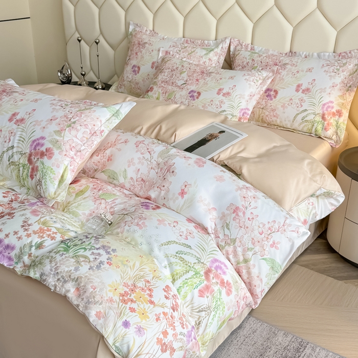 91家纺网 家纺一手货源 找家纺 优纤家纺 2025新款水洗真丝四件套 绮梦