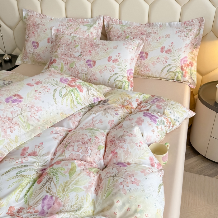 91家纺网 家纺一手货源 找家纺 优纤家纺 2025新款水洗真丝四件套 绮梦