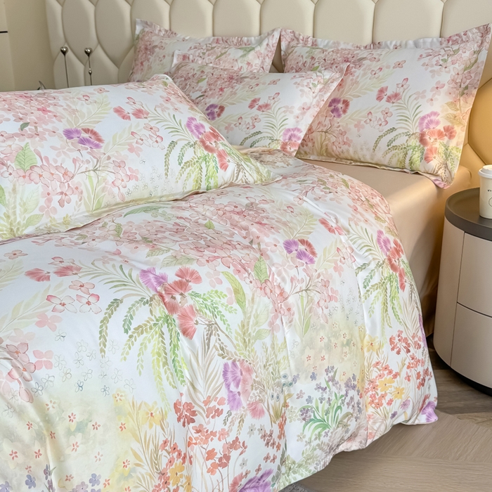 91家纺网 家纺一手货源 找家纺 优纤家纺 2025新款水洗真丝四件套 绮梦