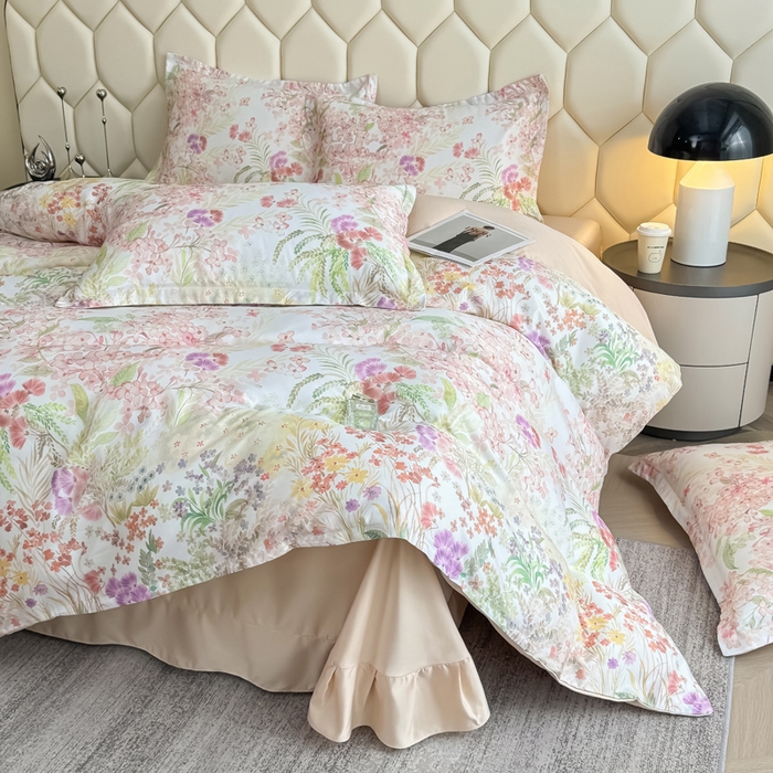 91家纺网 家纺一手货源 找家纺 优纤家纺 2025新款水洗真丝四件套 绮梦