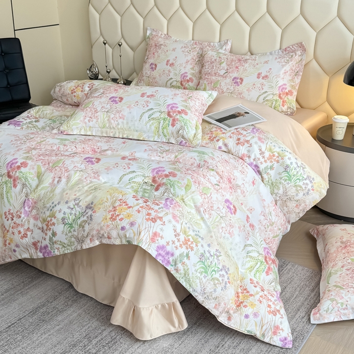 91家纺网 家纺一手货源 找家纺 优纤家纺 2025新款水洗真丝四件套 绮梦