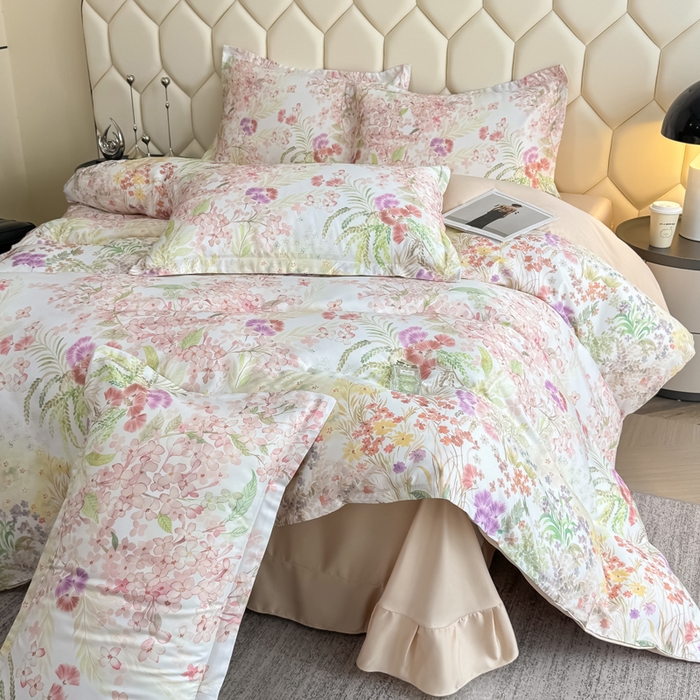 91家纺网 家纺一手货源 找家纺 优纤家纺 2025新款水洗真丝四件套 绮梦