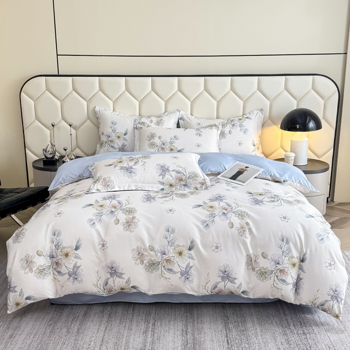 优纤家纺 2025新款水洗真丝四件套 小兰花