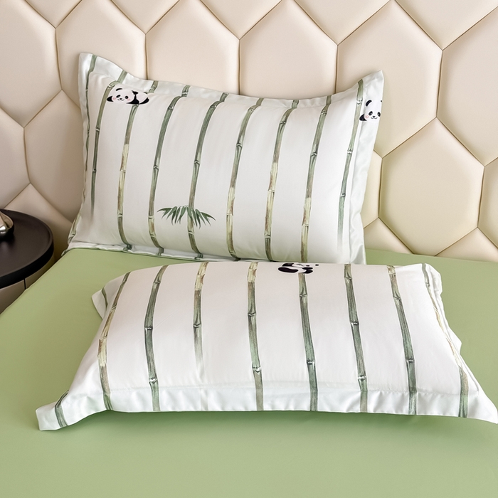 91家纺网 家纺一手货源 找家纺 优纤家纺 2025新款水洗真丝四件套 熊猫报竹