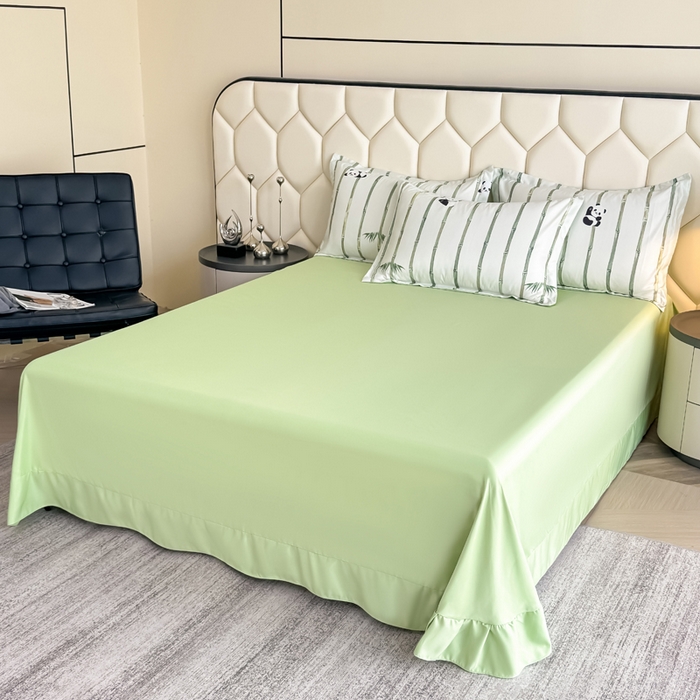 91家纺网 家纺一手货源 找家纺 优纤家纺 2025新款水洗真丝四件套 熊猫报竹