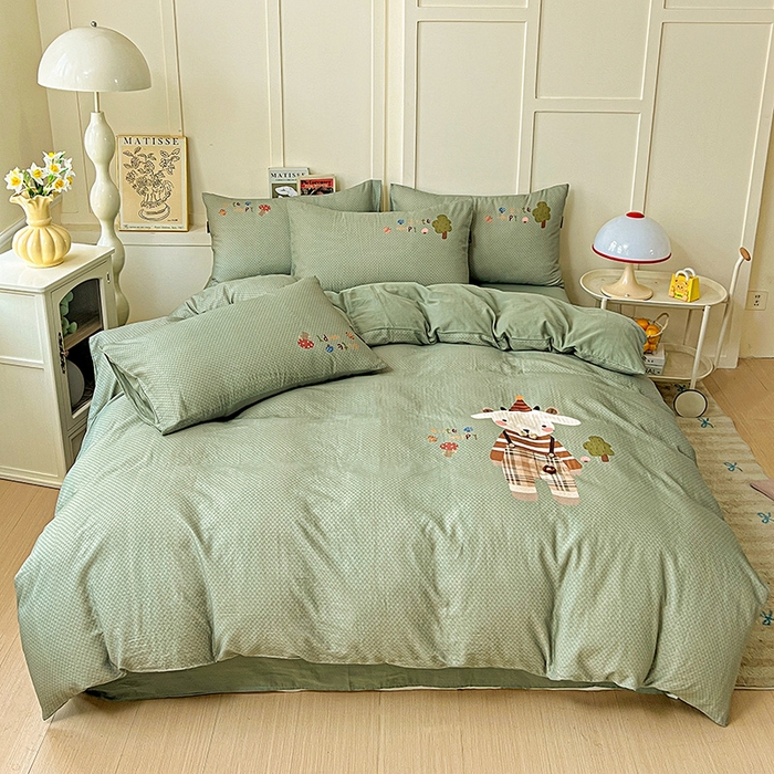 娜娜 2025新款A类全棉双层纱大版四件套 公仔牛牛