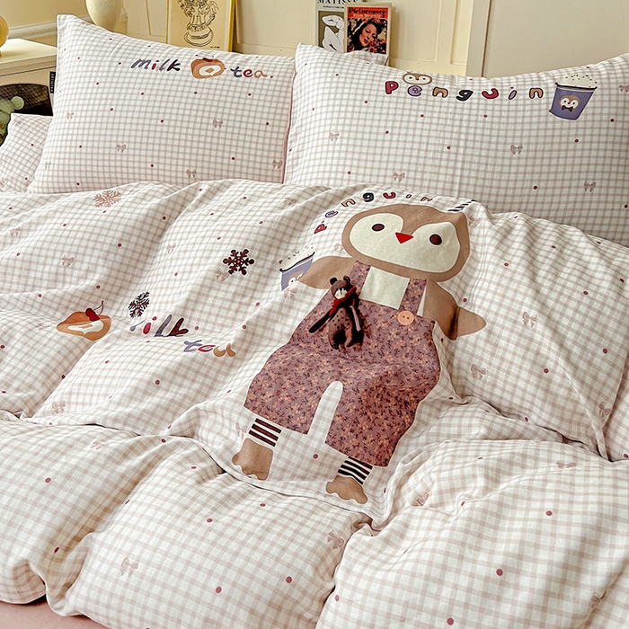 91家纺网 家纺一手货源 找家纺 娜娜 2025新款A类全棉双层纱大版四件套 快乐鸡仔