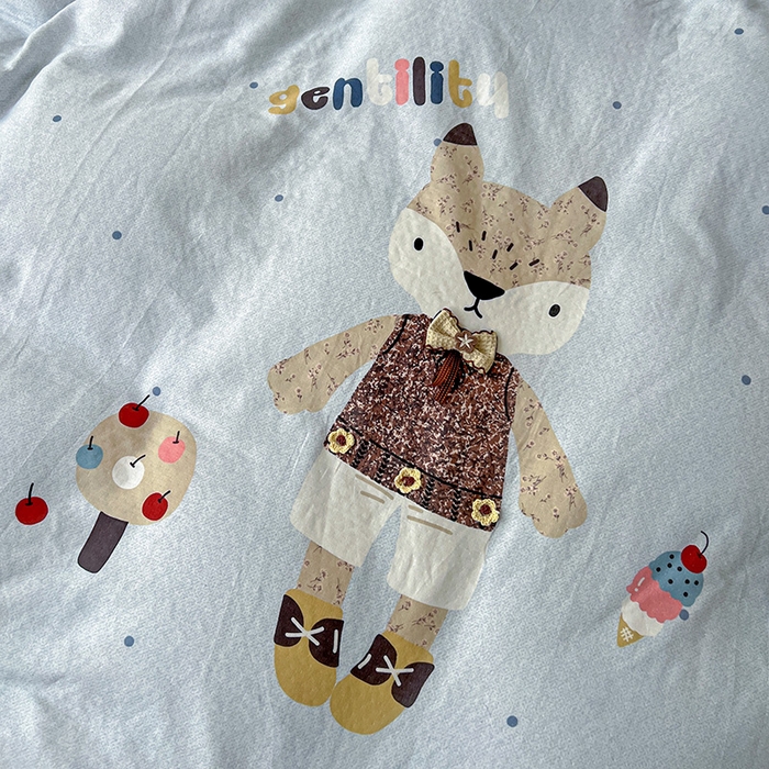 91家纺网 家纺一手货源 找家纺 娜娜 2025新款A类全棉双层纱大版四件套 小狐狸妞妞