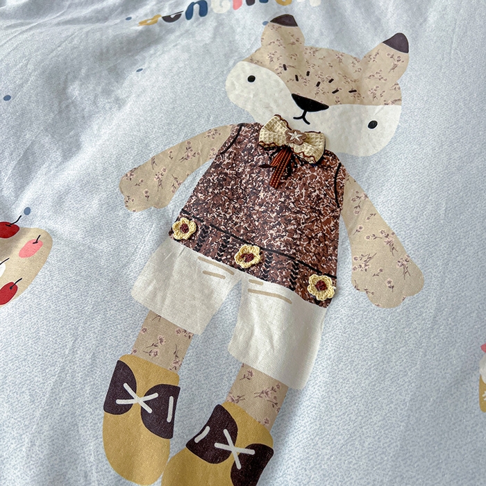 91家纺网 家纺一手货源 找家纺 娜娜 2025新款A类全棉双层纱大版四件套 小狐狸妞妞