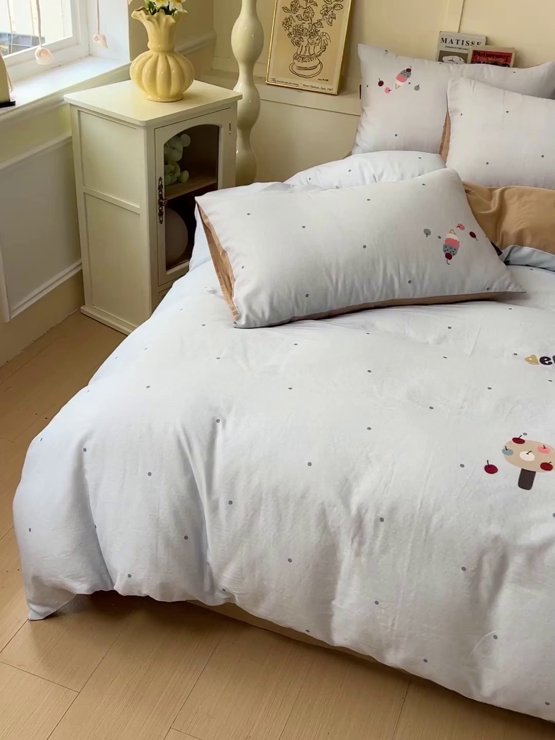 91家纺网 家纺一手货源 找家纺 娜娜 2025新款A类全棉双层纱大版四件套 小狐狸妞妞