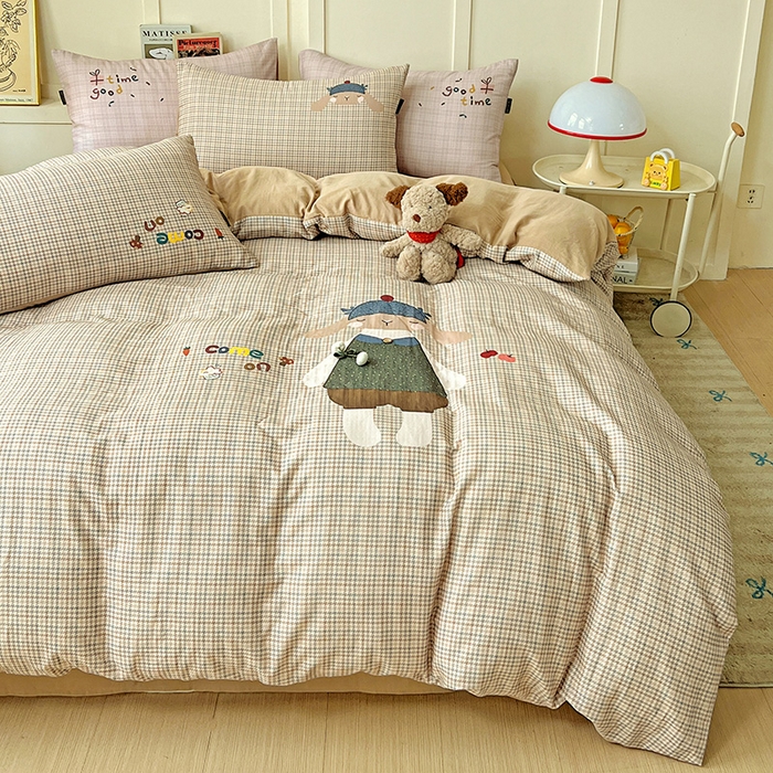 91家纺网 家纺一手货源 找家纺 娜娜 2025新款A类全棉双层纱大版四件套 小兔贝贝