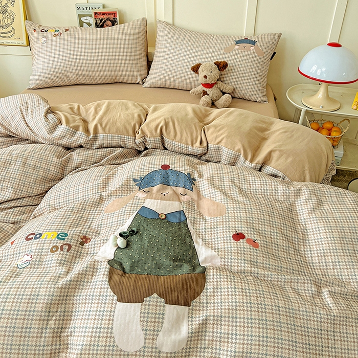 91家纺网 家纺一手货源 找家纺 娜娜 2025新款A类全棉双层纱大版四件套 小兔贝贝