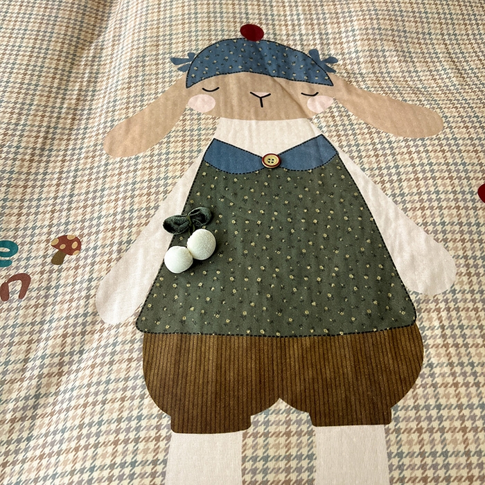 91家纺网 家纺一手货源 找家纺 娜娜 2025新款A类全棉双层纱大版四件套 小兔贝贝