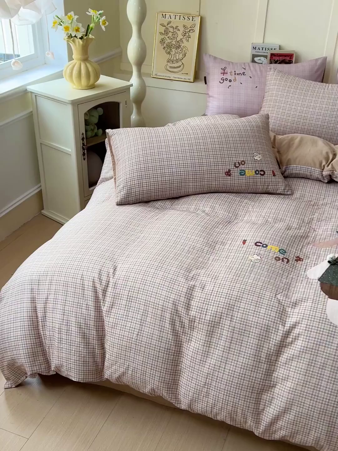 91家纺网 家纺一手货源 找家纺 娜娜 2025新款A类全棉双层纱大版四件套 小兔贝贝