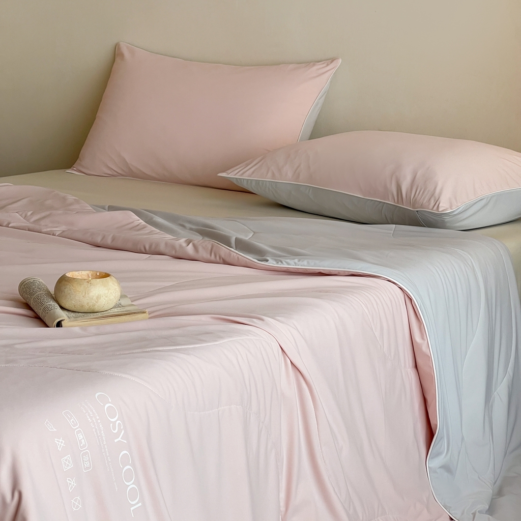 91家纺网 家纺一手货源 找家纺 伟邦枕芯 2025新款星球深睡POR2控温夏凉被空调被 珊瑚粉