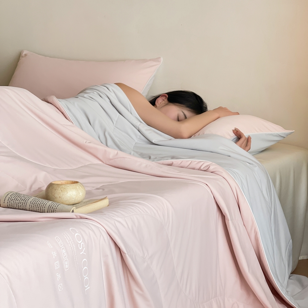 91家纺网 家纺一手货源 找家纺 伟邦枕芯 2025新款星球深睡POR2控温夏凉被空调被 珊瑚粉