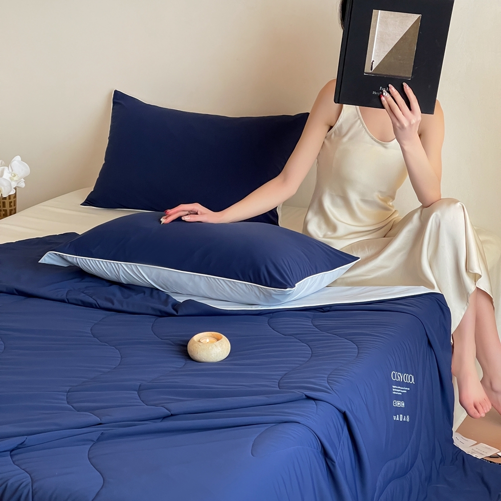 91家纺网 家纺一手货源 找家纺 伟邦枕芯 2025新款星球深睡POR2控温夏凉被空调被 深海蓝