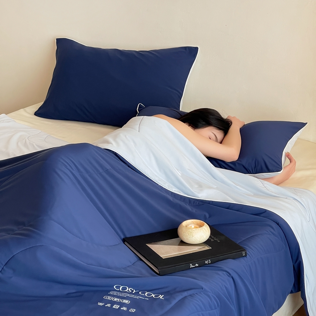 91家纺网 家纺一手货源 找家纺 伟邦枕芯 2025新款星球深睡POR2控温夏凉被空调被 深海蓝