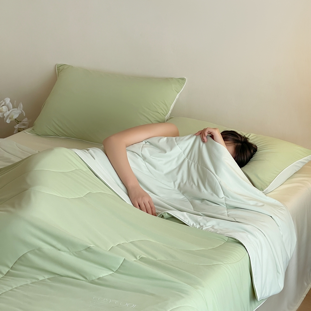 91家纺网 家纺一手货源 找家纺 伟邦枕芯 2025新款星球深睡POR2控温夏凉被空调被 椰林绿