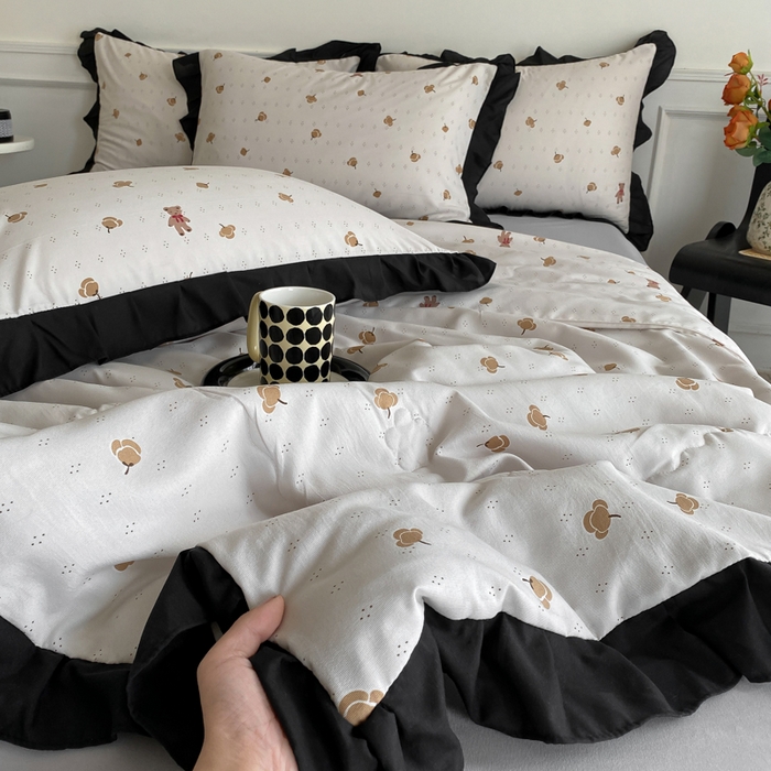 91家纺网 家纺一手货源 找家纺 乐沐家纺 2025新款法式花边夏被四件套 夏被-晚秋