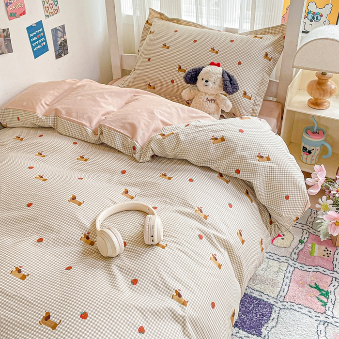 91家纺网 家纺一手货源 找家纺 卡普二店 2024新款爆款加厚卡通小清新全棉纯棉学生宿舍三件套床笠隔天可拿 快乐追梦