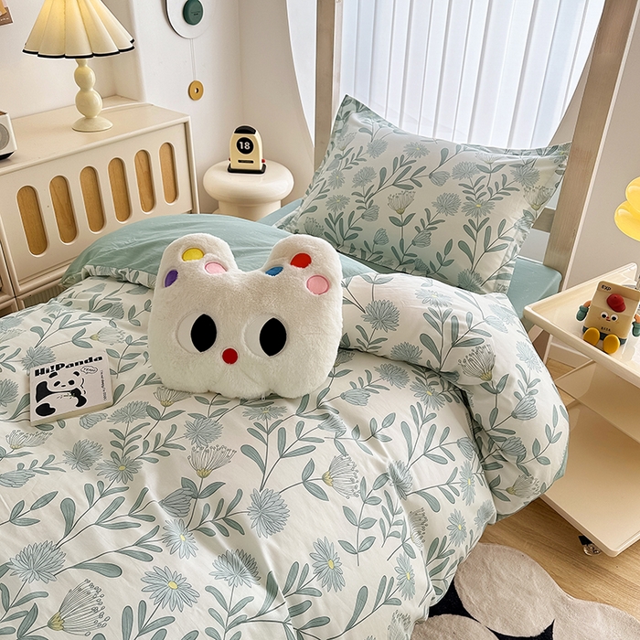 91家纺网 家纺一手货源 找家纺 卡普二店 2024新款爆款加厚卡通小清新全棉纯棉学生宿舍三件套床笠隔天可拿 蓝风铃