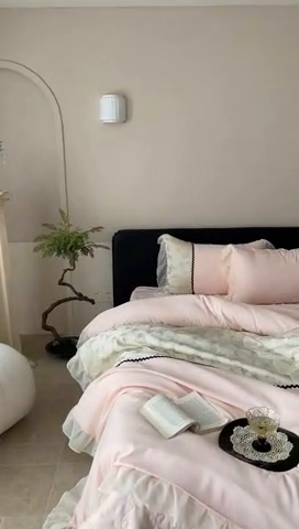 91家纺网 家纺一手货源 找家纺 （总）富米莱（原臻工厂） 2025新款西西里莱赛尔天丝法式公主风浮雕蝴蝶夏被床盖四件套