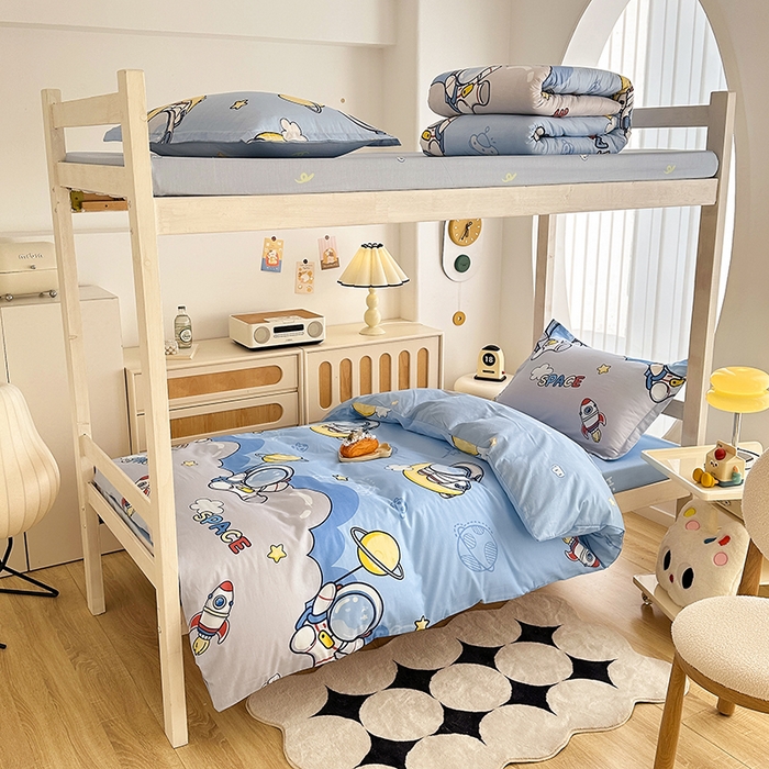 91家纺网 家纺一手货源 找家纺 卡普 2025新款爆款加厚卡通小清新全棉纯棉学生宿舍三件套床笠隔天可拿探索星球