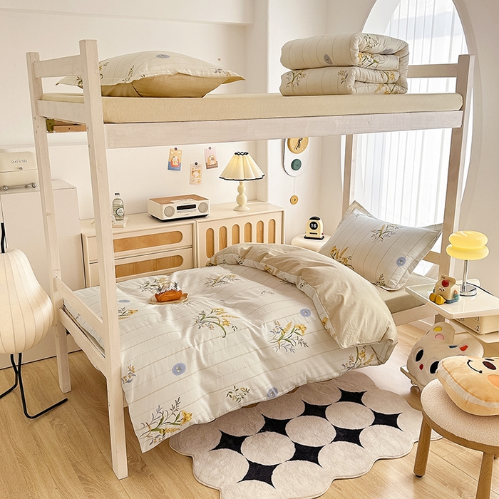 91家纺网 家纺一手货源 找家纺 卡普 2025新款爆款加厚卡通小清新全棉纯棉学生宿舍三件套床笠隔天可拿穗满满