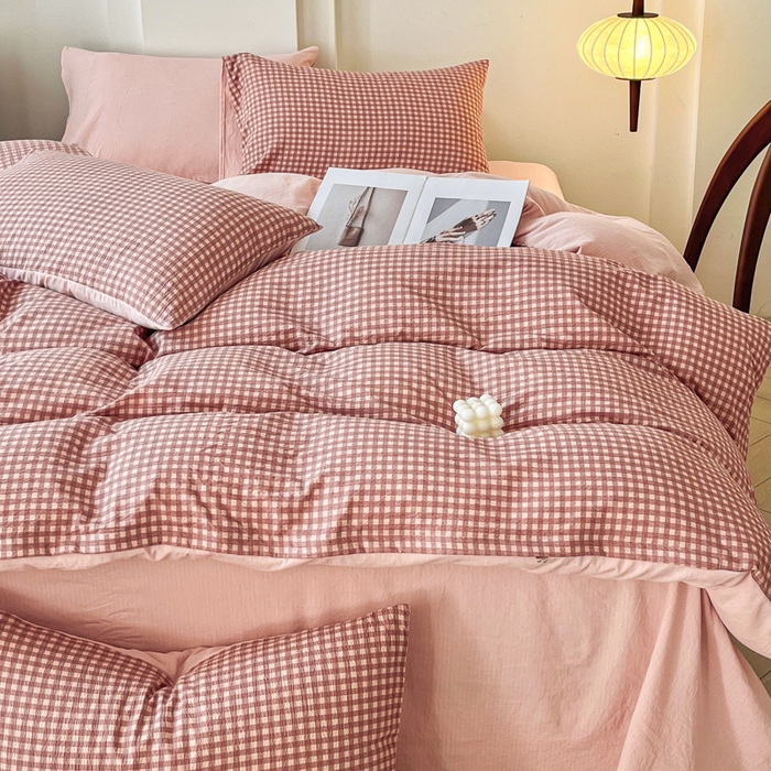 91家纺网 家纺一手货源 找家纺 （总）优米家纺 2025新款色织双层纱木棉四件套