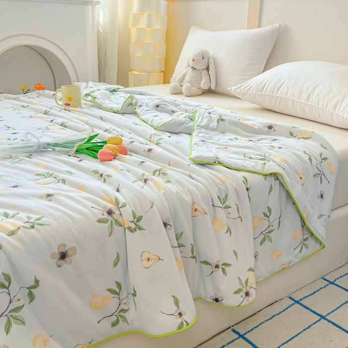 91家纺网 家纺一手货源 找家纺 龙图家纺 2025新款A类母婴针织棉夏被印花卡通凉感丝夏凉被空调被 硕果