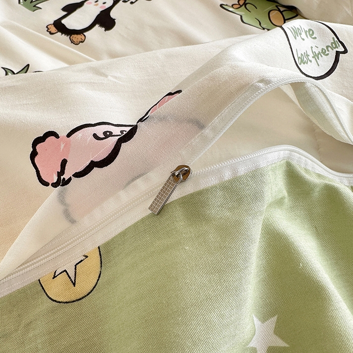 91家纺网 家纺一手货源 找家纺 卡普 2025新款爆款加厚卡通小清新全棉纯棉学生宿舍三件套床笠隔天可拿野餐派对