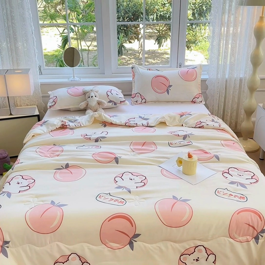 91家纺网 家纺一手货源 找家纺 友承家纺 2025新款A类母婴级大豆夏被夏凉被空调被 桃桃熊