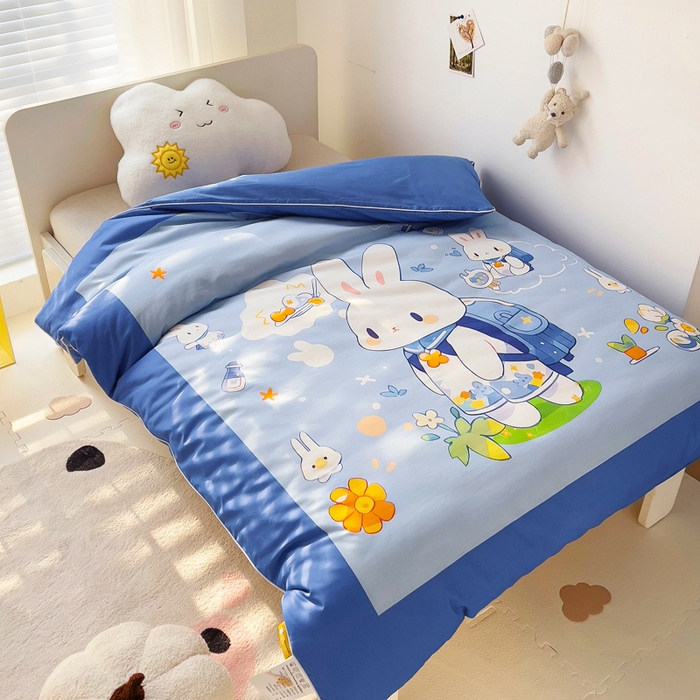 91家纺网 家纺一手货源 找家纺 （总）梵赫 2025新款卡通全棉A类夹棉两用幼儿园儿童夏被被套