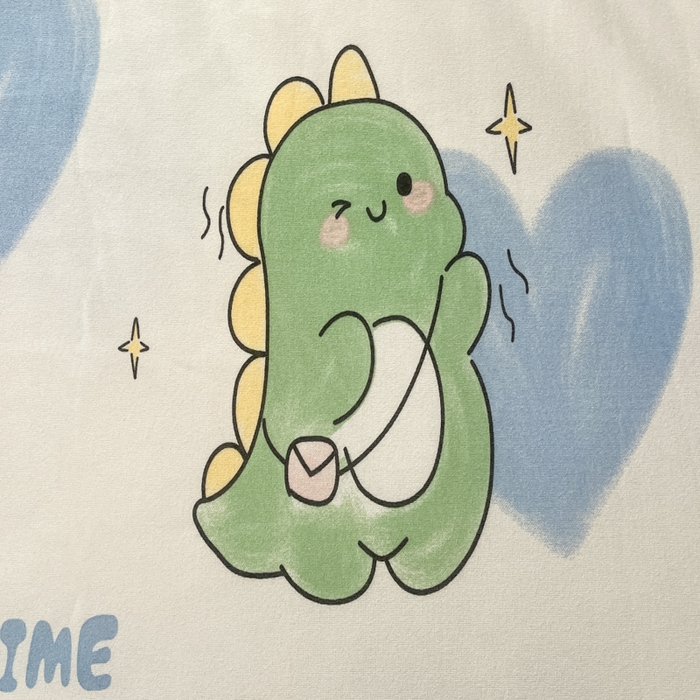 91家纺网 家纺一手货源 找家纺 龙图家纺 2025新款A类母婴针织棉夏被印花卡通凉感丝夏凉被空调被 爱心恐龙