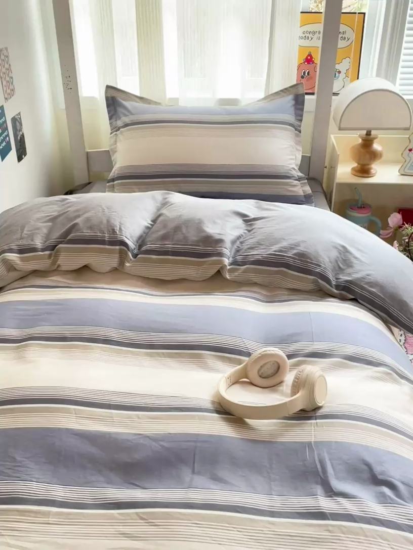 91家纺网 家纺一手货源 找家纺 卡普 2025新款爆款加厚卡通小清新全棉纯棉学生宿舍三件套床笠隔天可拿乔南