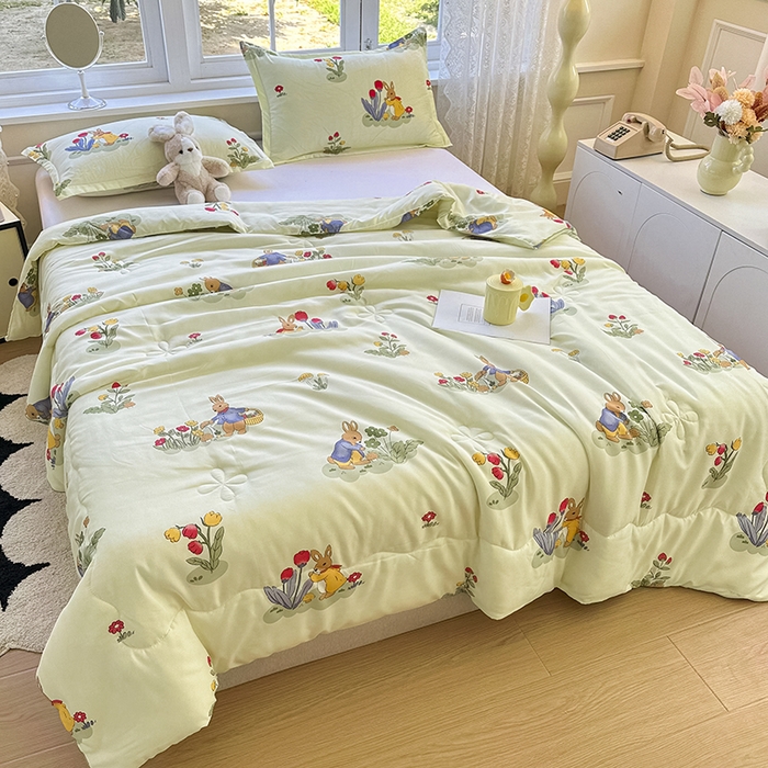 91家纺网 家纺一手货源 找家纺 友承家纺 2025新款A类母婴级大豆夏被夏凉被空调被 花丛兔