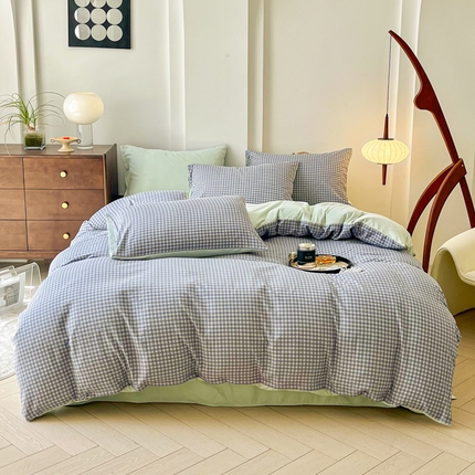 91家纺网 家纺一手货源 找家纺 （总）优米家纺 2025新款色织双层纱木棉四件套