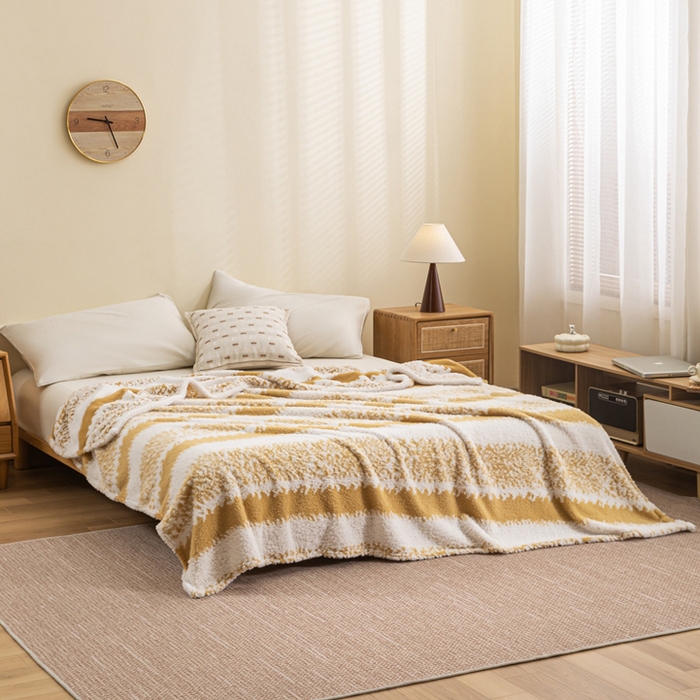 91家纺网 家纺一手货源 找家纺 潮邦 2025新款阳离子柔云毯毛毯-素影雅韵系列【可供跨境电商可压缩】 雅棕