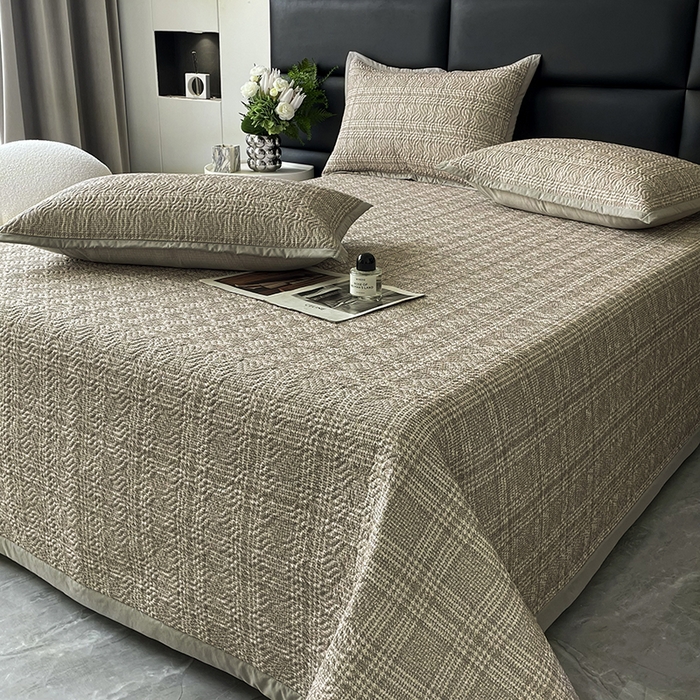 91家纺网 家纺一手货源 找家纺 大渔生活 2025新款磨毛夹棉床盖 养心格