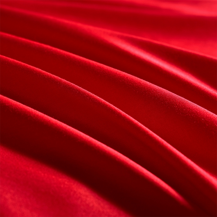 91家纺网 家纺一手货源 找家纺 振翼家纺婚庆专供 2025新款全棉长绒棉婚庆精致绣花四件套 玫瑰天使 红