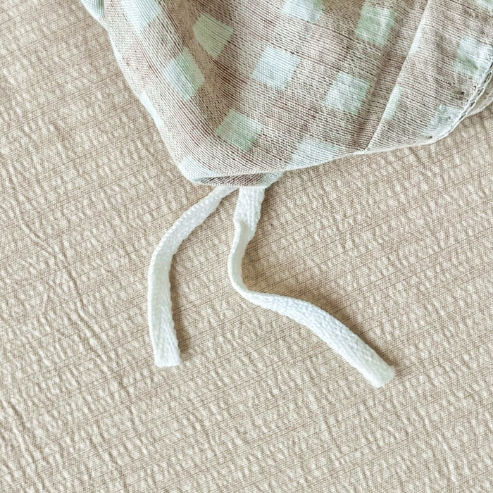 91家纺网 家纺一手货源 找家纺 优米家纺 2025新款色织双层纱木棉四件套 奶咖小格