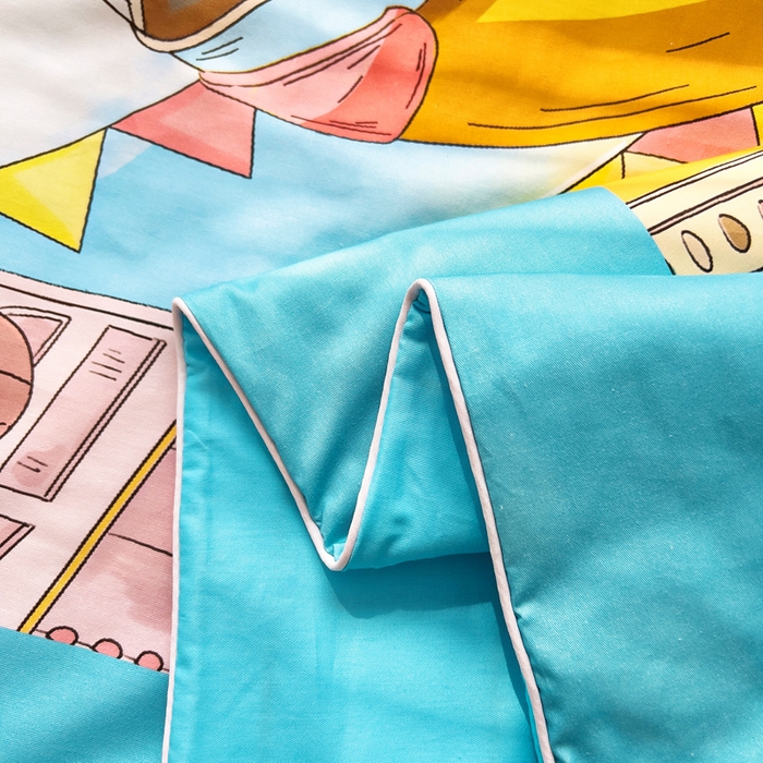 91家纺网 家纺一手货源 找家纺 梵赫 2025新款卡通全棉A类夹棉两用幼儿园儿童夏被被套 飞船部落