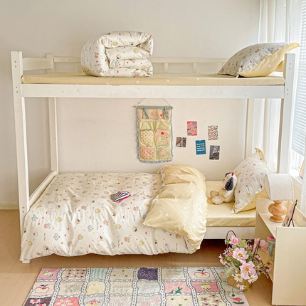 91家纺网 家纺一手货源 找家纺 （总）卡普二店 2024新款爆款加厚卡通小清新全棉纯棉学生宿舍三件套床笠隔天可拿